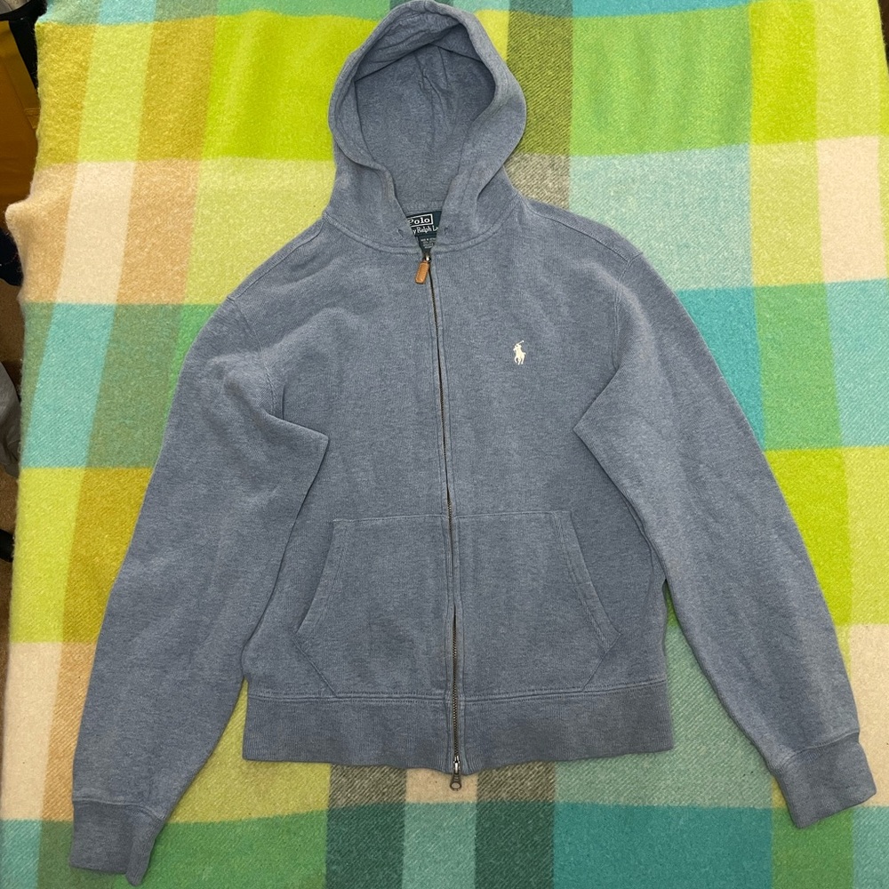 Ralph Lauren Men's Slate Blue Full-Zip Hooded Sweater